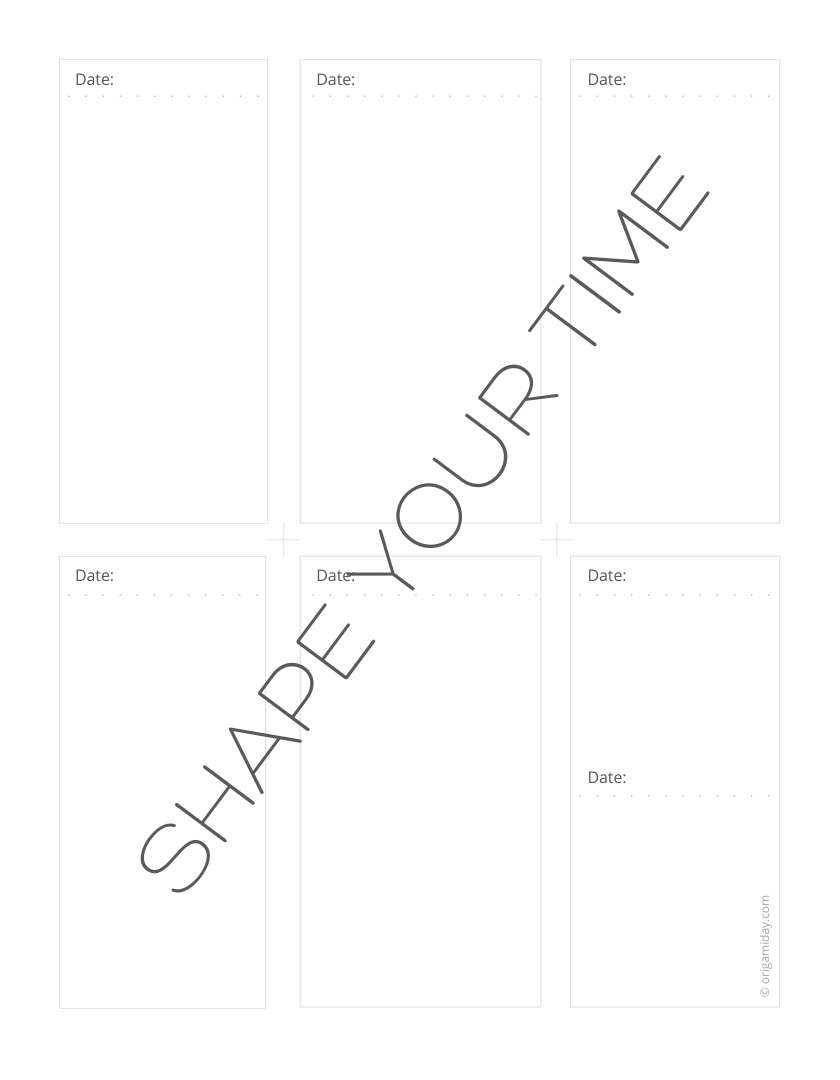 Vertical Layout of Undated Origami Day Weekly Planning Sheet