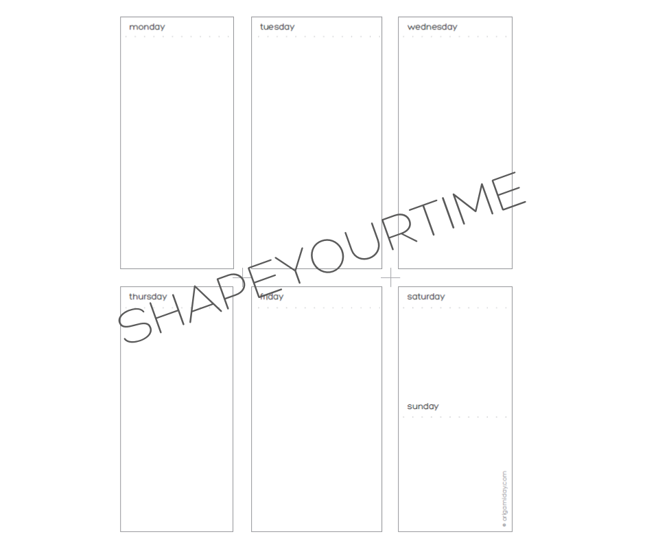 Digital Download of Origami Day Vertical Layout Folding Weekly Planning Sheet